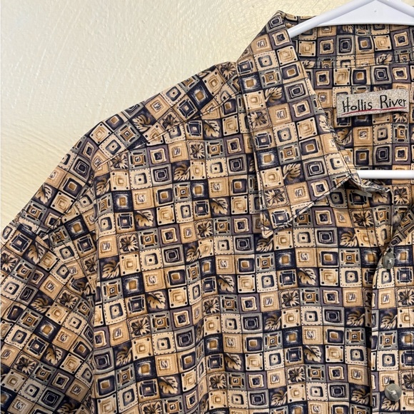 Hollis River XL Men's Button Front Short Sleeve Shirt Geometric Patterns - Picture 5 of 7